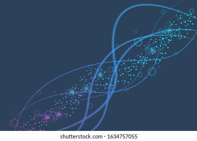 Geometric abstract background with connected line and dots. Structure molecule and communication. Big Data Visualization. Medical, technology, science background. Vector illustration.