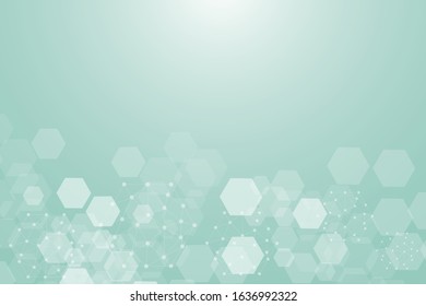 Geometric abstract background with connected line and dots. Structure molecule and communication. Big Data Visualization. Medical, technology, science background. Vector illustration.