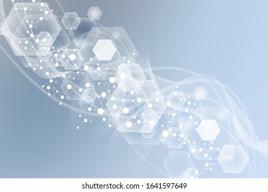 Geometric abstract background with connected line and dots. Structure molecule and communication. Big Data Visualization. Medical, technology, science background. Vector illustration.