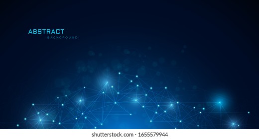 Geometric abstract background with connected line and dots  for your presentation. Digital technology  and network connection.  vector illustration