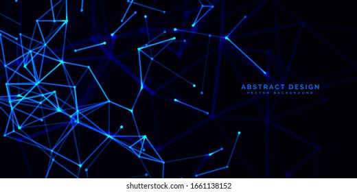 Geometric abstract background with connected line and dots  for your presentation. Digital technology  and network connection.  vector illustration