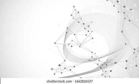 Geometric abstract background with connected line and dots. Graphic background for your design. Vector illustration