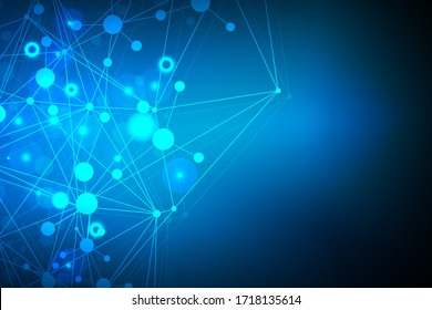 Fondo geométrico abstracto con líneas y puntos conectados. Estructura molécula y comunicación. Visualización de grandes datos. Antecedentes médicos, tecnológicos, científicos. Ilustración vectorial.
