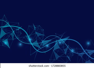 Geometric abstract background with connected line and dots. Structure molecule and communication. Big Data Visualization. Medical, technology, science background. Vector illustration.