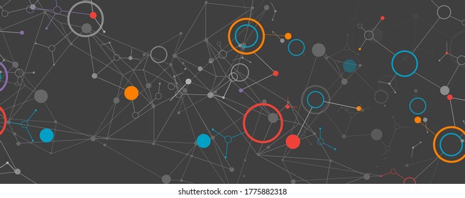 Geometric abstract background with connected line and dots. Futuristic digital background for science and technology.