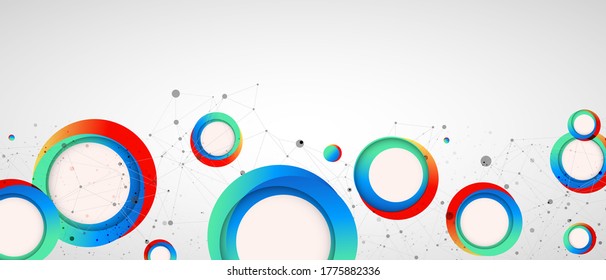 Fondo geométrico abstracto con línea y puntos conectados. Futurista trasfondo digital para ciencia y tecnología.