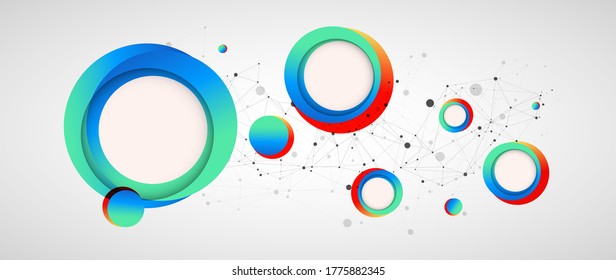 Geometrischer abstrakter Hintergrund mit verbundener Linie und Punkten. Futuristischer digitaler Hintergrund für Wissenschaft und Technologie.