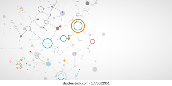 Fondo geométrico abstracto con línea y puntos conectados. Futurista trasfondo digital para ciencia y tecnología.
