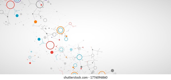Fondo geométrico abstracto con línea y puntos conectados. Futurista trasfondo digital para ciencia y tecnología.