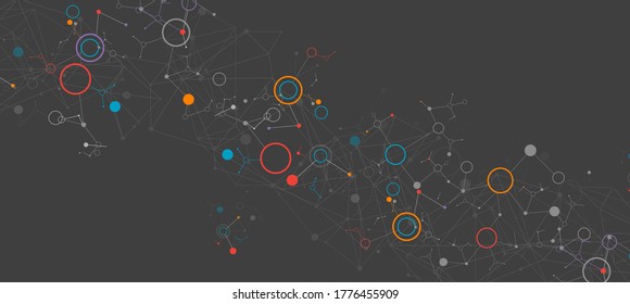 Geometric abstract background with connected line and dots. Futuristic digital background for science and technology.