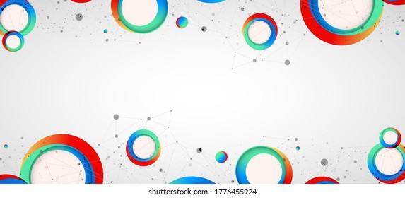 Geometric abstract background with connected line and dots. Futuristic digital background for science and technology.