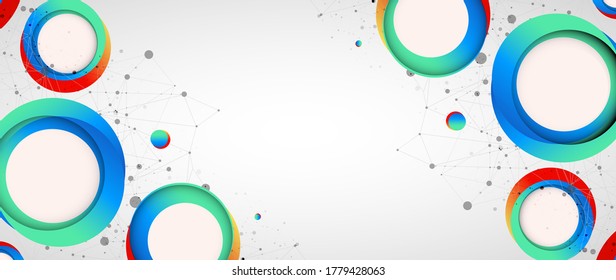 Fondo geométrico abstracto con línea y puntos conectados. Futurista trasfondo digital para ciencia y tecnología.