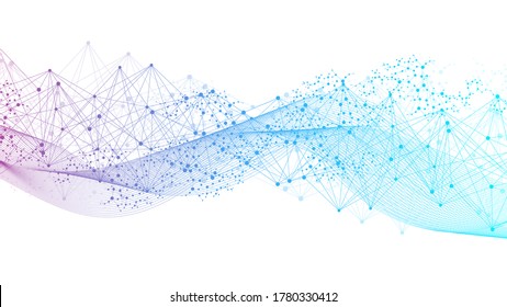 Geometric abstract background with connected line and dots. Structure molecule and communication. Big Data Visualization. Medical, technology, science background. Vector illustration.