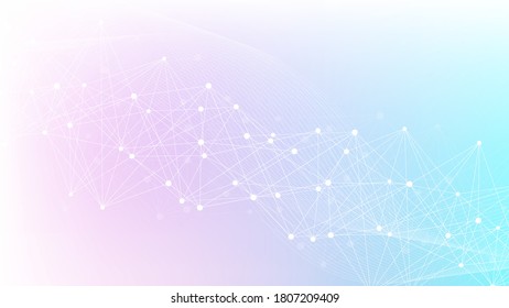 Geometric abstract background with connected line and dots. Structure molecule and communication. Big Data Visualization. Medical, technology, science background. Vector illustration.