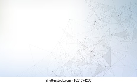 Fondo geométrico abstracto con línea y puntos conectados. Molécula de estructura y comunicación. Visualización de Big Data. Medicina, tecnología, formación científica. Ilustración vectorial.