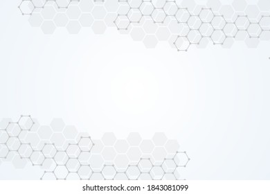 Geometric abstract background with connected line and dots. Structure molecule and communication. Big Data Visualization. Medical, technology, science background. Vector illustration.