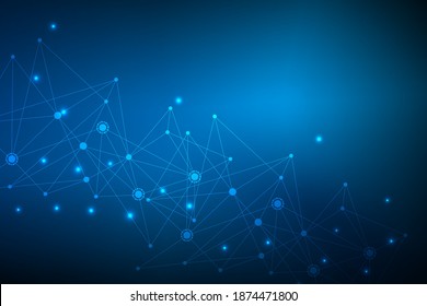 Geometric abstract background with connected line and dots. Structure molecule and communication. Big Data Visualization. Medical, technology, science background. Vector illustration.