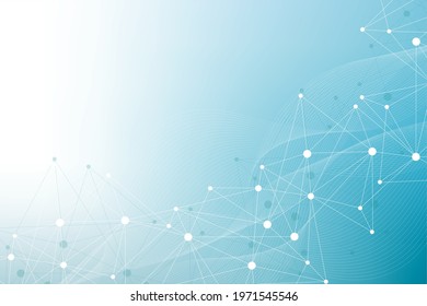 Geometric abstract background with connected line and dots. Structure molecule and communication. Big Data Visualization. Medical, technology, science background. Vector illustration.