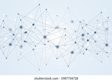 Geometric abstract background with connected line and dots. Structure molecule and communication. Big Data Visualization. Medical, technology, science background. Vector illustration.