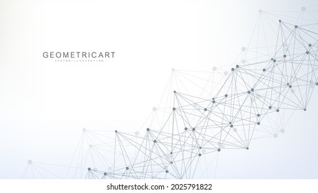 Geometric abstract background with connected line and dots. Structure molecule and communication. Big Data Visualization. Medical, technology, science background. Vector illustration.