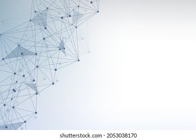 Geometric abstract background with connected line and dots. Structure molecule and communication. Big Data Visualization. Medical, technology, science background. Vector illustration.