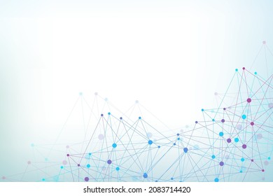 Geometric abstract background with connected line and dots. Structure molecule and communication. Big Data Visualization. Medical, technology, science background. Vector illustration.