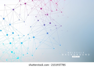 Geometric abstract background with connected line and dots. Structure molecule and communication. Big Data Visualization. Medical, technology, science background. Vector illustration.