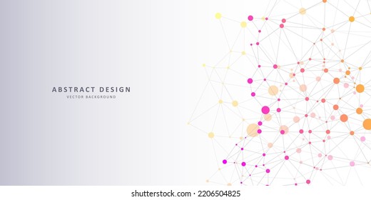 Geometric abstract background with connected line and dots. Network and connection background for your presentation. Digital technology background and network connection.  Vector illustration.