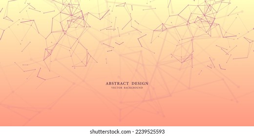 Fondo geométrico abstracto con línea conectada y puntos para presentación en fondo rosa. Tecnología digital y conexión de red. Ilustración vectorial.