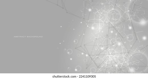 Geometric abstract background with connected line and dots. Network and connection background for your presentation. Digital technology background and network connection. Vector illustration