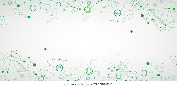 Geometric abstract background with connected line and dots. Futuristic digital background for science and technology. Vector
