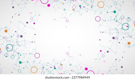 Geometrischer abstrakter Hintergrund mit verbundener Linie und Punkten. Futuristischer digitaler Hintergrund für Wissenschaft und Technologie. Vektorgrafik