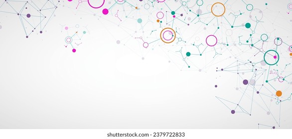 Geometric abstract background with connected line and dots. Futuristic digital background for science and technology. Vector