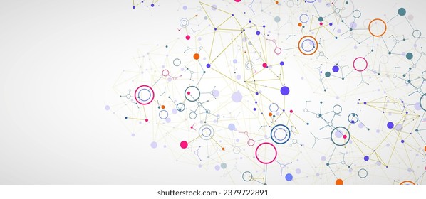 Geometric abstract background with connected line and dots. Futuristic digital background for science and technology. Vector