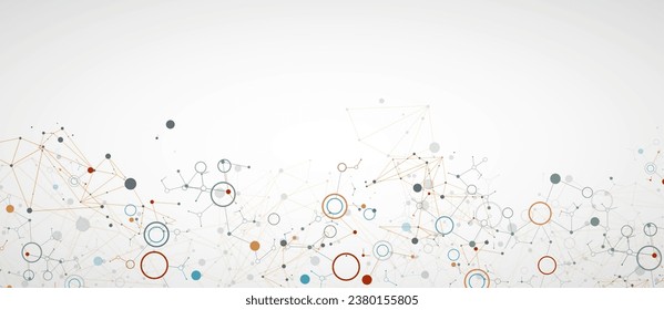 Geometric abstract background with connected line and dots. Futuristic digital background for science and technology. Vector