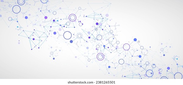 Geometric abstract background with connected line and dots. Futuristic digital background for science and technology. Vector
