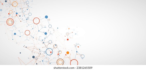 Fondo geométrico abstracto con línea y puntos conectados. Futurista trasfondo digital para ciencia y tecnología. Vector