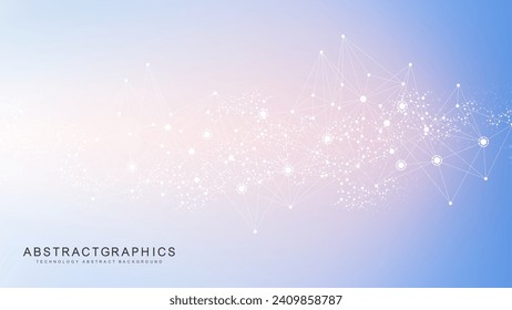 Geometric abstract background with connected line and dots. Structure molecule and communication. Big Data Visualization. Medical, technology, science background. Vector illustration.