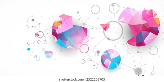 Geometrischer abstrakter Hintergrund mit verbundenen Linien und Punkten. Futuristischer digitaler Hintergrund für Wissenschaft und Technologie. Handgezeichnet.