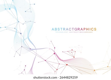 Geometric abstract background with connected line and dots. Structure molecule and communication. Big Data Visualization. Medical, technology, science background. Vector illustration.
