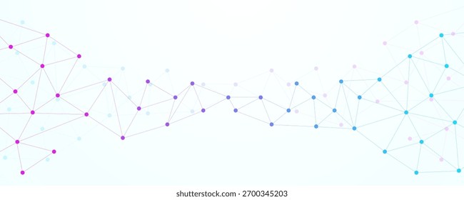 Geometric Abstract Background With Connected Line And Dots. Digital Network Lines And Dots Background