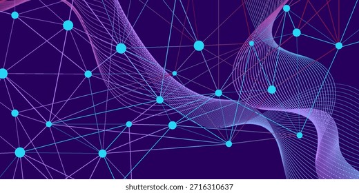 Fondo abstracto geométrico con línea y puntos conectados. Concepto científico para su diseño. Ilustración vectorial.