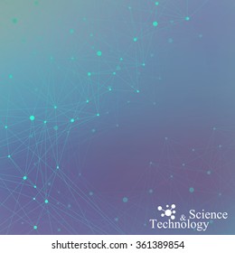 Geometric abstract background with connected line and dots. Graphic background for your design.  Vector illustration.