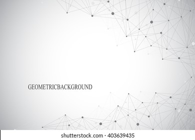 Geometric abstract background with connected line and dots. Graphic background for your design. Vector illustration.