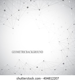 Geometric abstract background with connected line and dots. Graphic background for your design. Vector illustration.