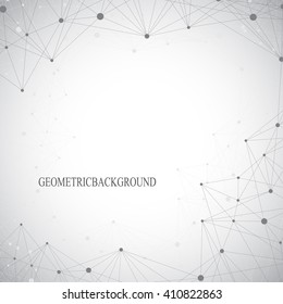 Geometric abstract background with connected line and dots. Graphic background for your design. Vector illustration.