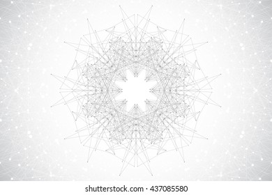 Geometric abstract background with connected line and dots. Molecular structure dna or neuron composition. Graphic background for your design. Vector illustration.