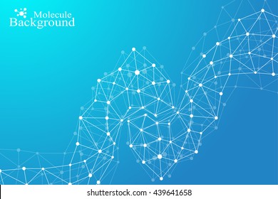 Geometric abstract background with connected line and dots. Molecular structure dna or neuron composition. Vector illustration