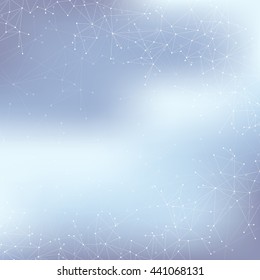 Geometric abstract background with connected line and dots. Molecule structure. Technology concept background. Graphic social background for your design. Vector illustration.