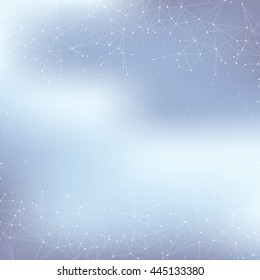 Geometric abstract background with connected line, dots. Big data composition. Molecule and communication. Vector illustration